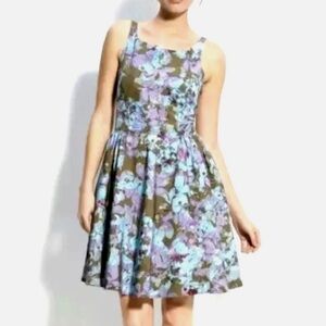 TAYLOR Purple Green Floral Garden Girl Tea Party Fir & Flare Dress Size 12